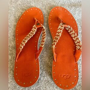 UGG Orange Braided Flip-Flop Sandals - worn once
